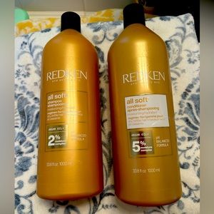 Redken All Soft Shampoo and Conditioner Large 33.8 oz bottles - Barely Used
